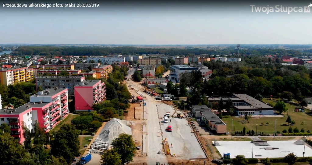 Przebudowa ul. Sikorskiego w Słupcy z lotu ptaka